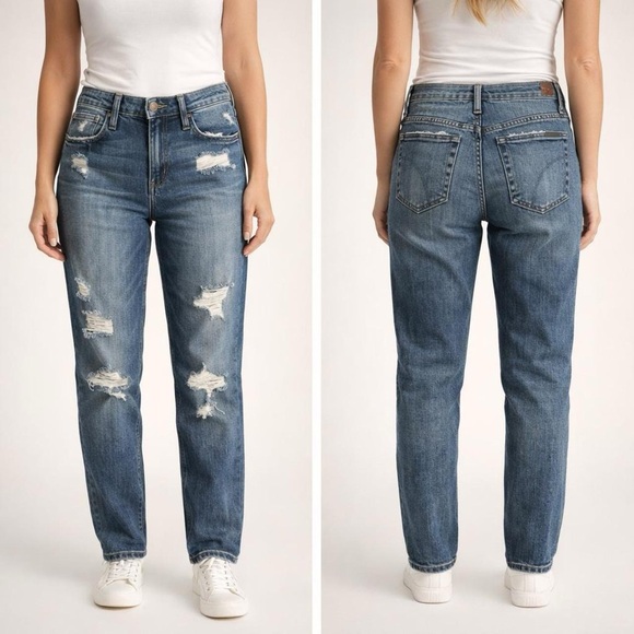 Joe's Jeans Denim - Joe's Jeans Distressed Boyfriend Jeans in Medium Blue Wash